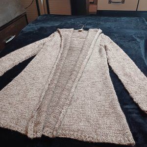 tan knitted cartigan with hood